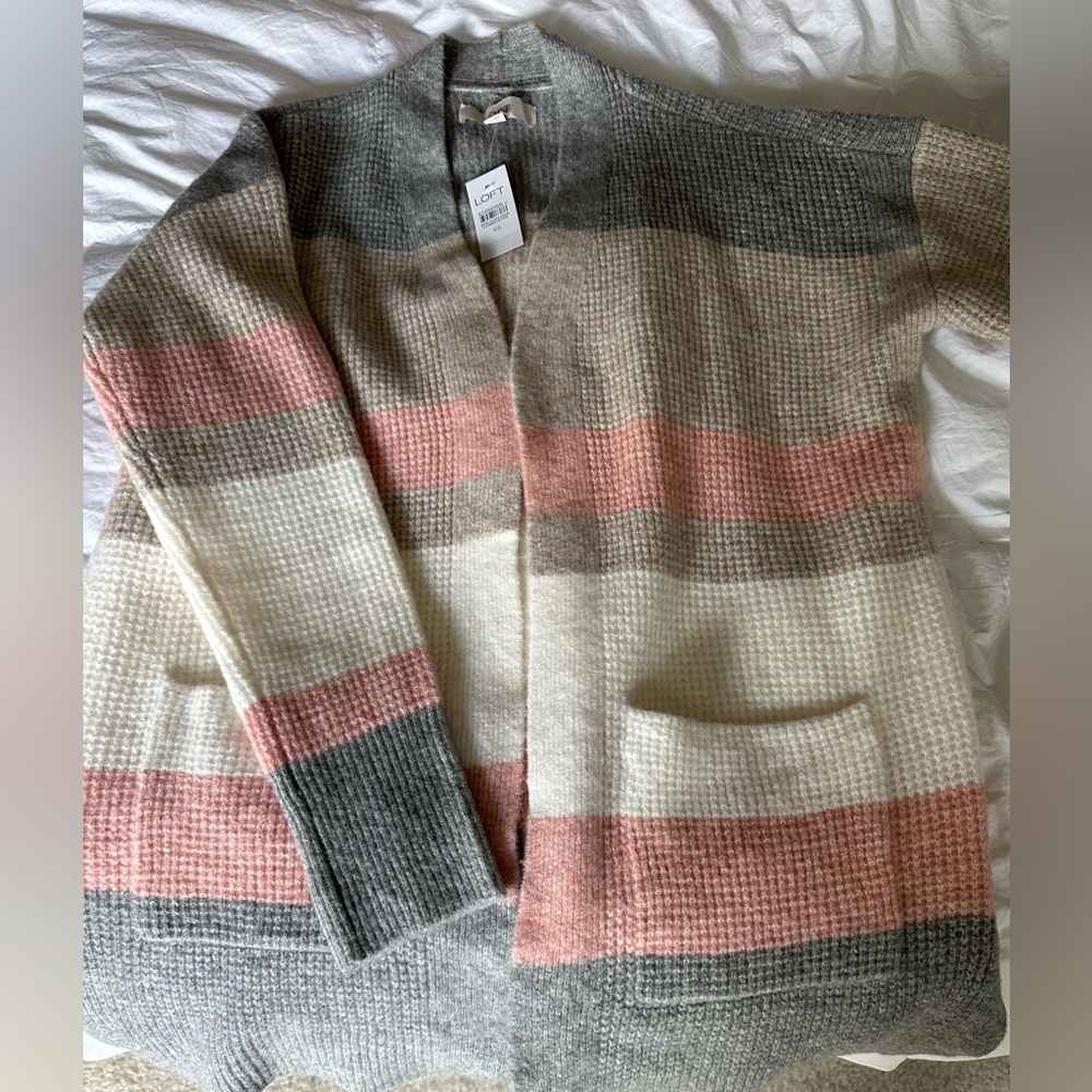 NWT Loft Striped Color Block Cardigan - Picture 8 of 11